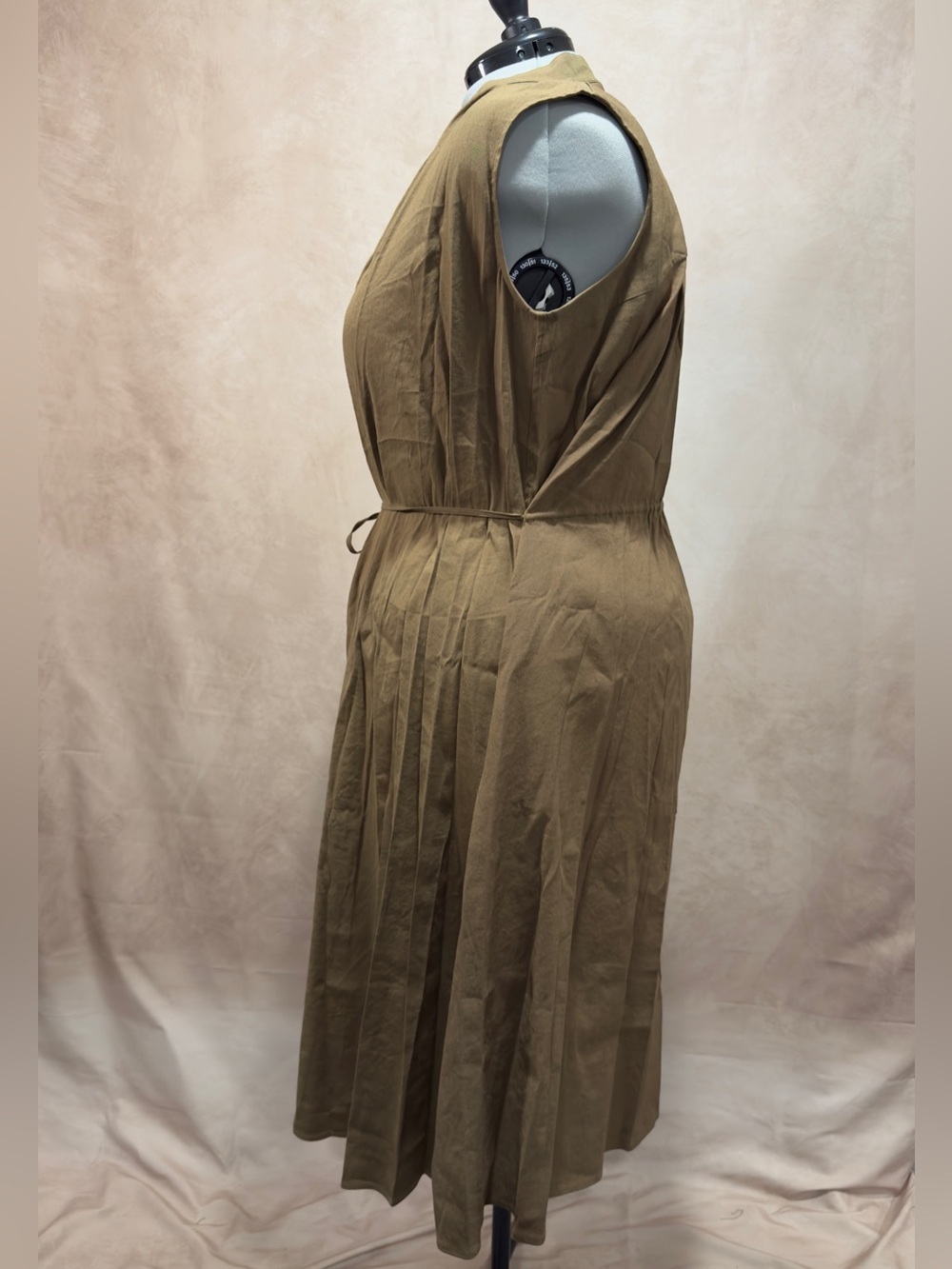 Vince Sleeveless Linen Blend Midi Dress Cottonwood 2X Minimalist Work - Picture 3 of 11